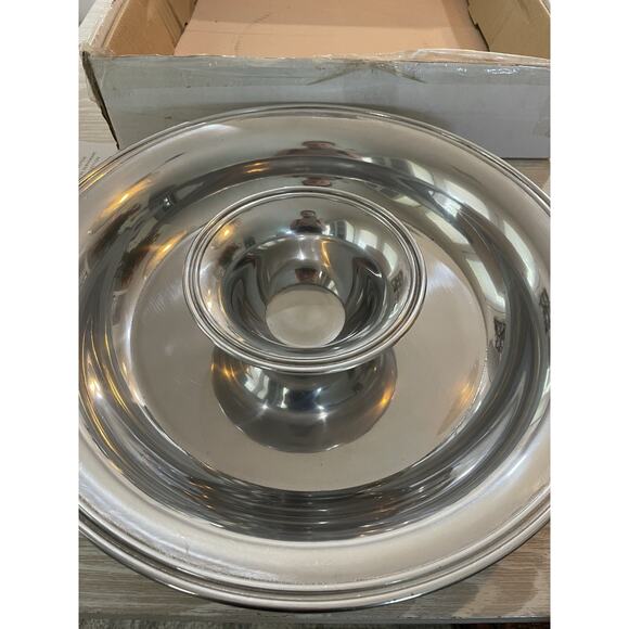 New Reed & Barton Arlington Serverware Collection Serving Tray Bowl Chip/Dip Set - Picture 9 of 12